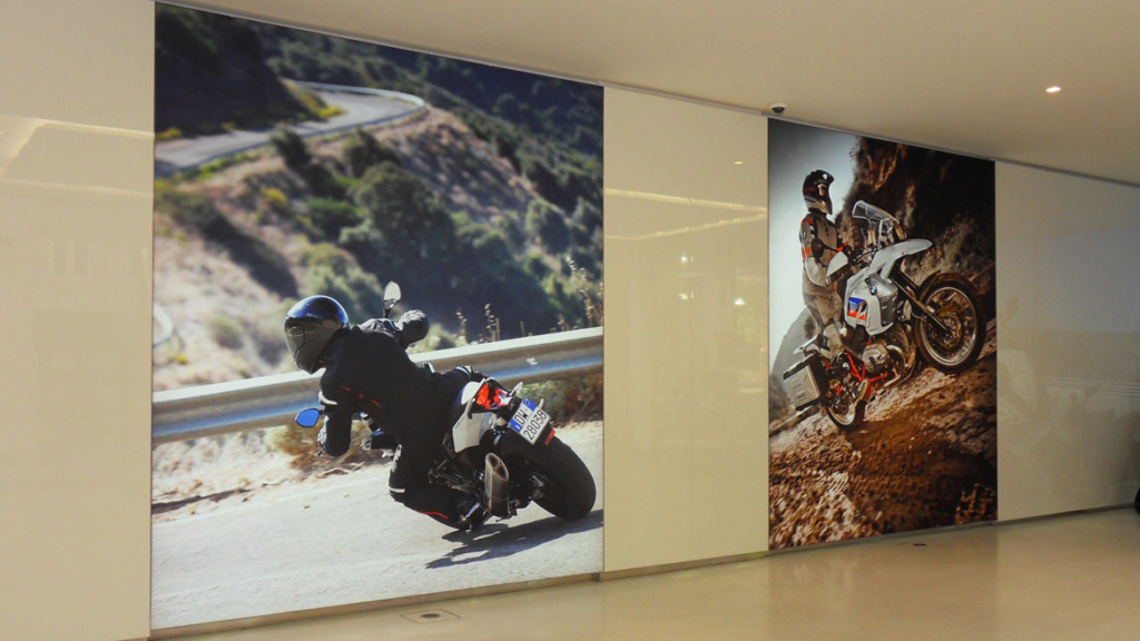 BMW Motorrad showroom lightboxes BMW Motorrad showroom lightboxes