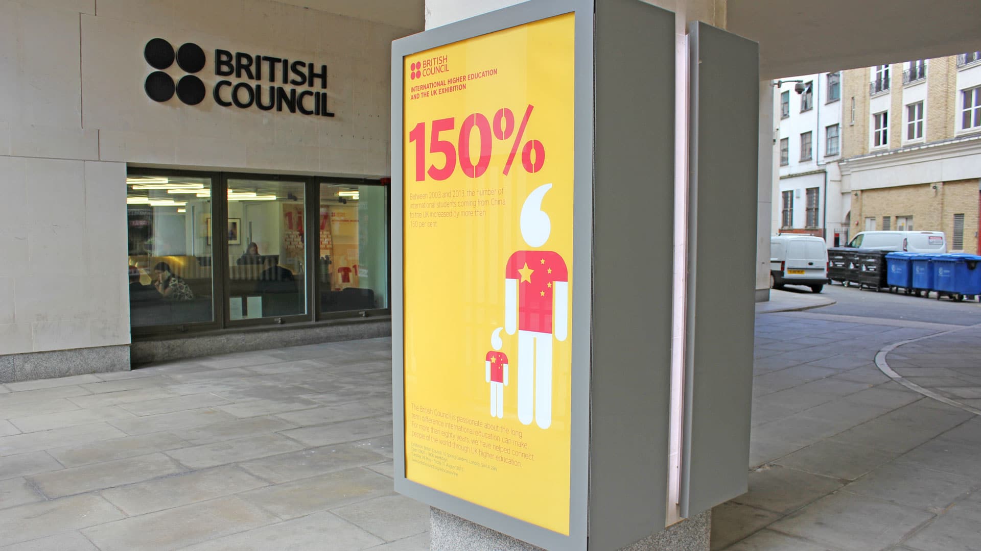 Custom made poster cases with LED illumination for British Council