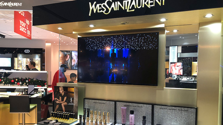 Budget digital signage screens for Yves Saint Laurent