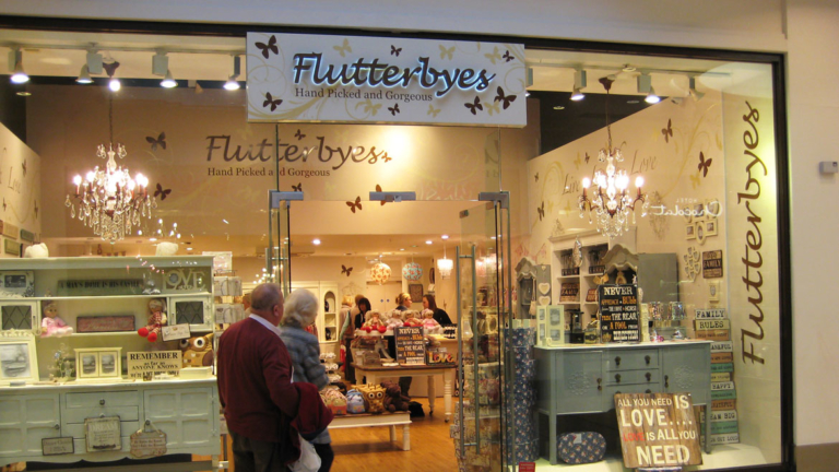 Illuminated store signs and vinyls for Flutterbyes at Lakeside
