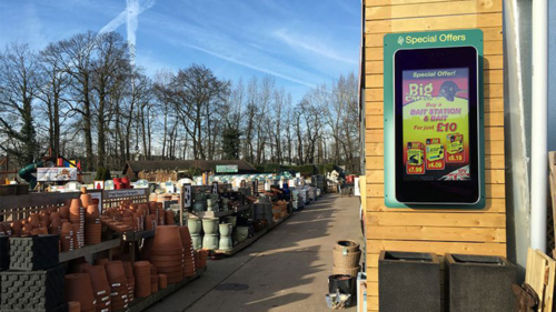 Outdoor Wall Mounted Digital Screens at a garden centre