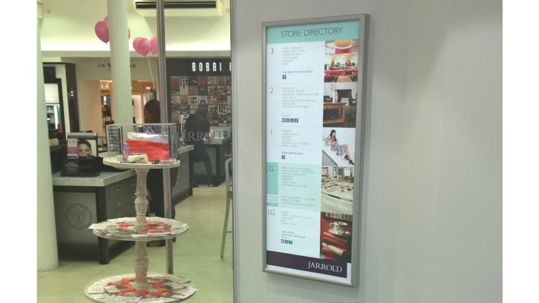 Apollo LED Lightbox as store directory at Jarrold Department Store