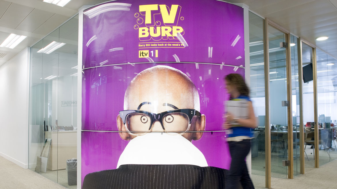 Bespoke curved lightbox for ITV Harry Hill