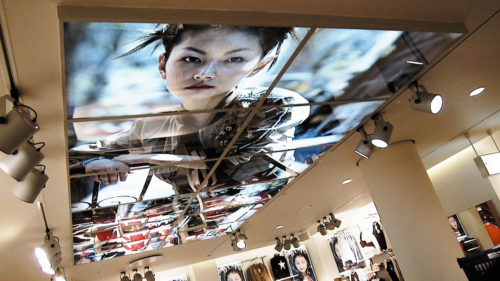 Hercules LED light box in shop ceiling