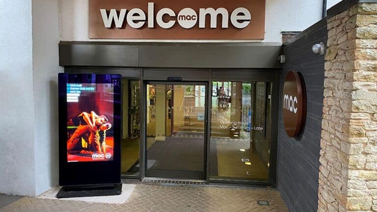 Outdoor Freestanding Digital Screen outside art centre reception