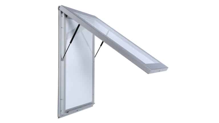 Advertising poster case hinge opening