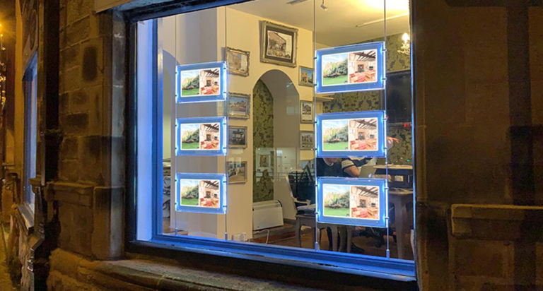 Digital Rod Displays in Estate Agent Window