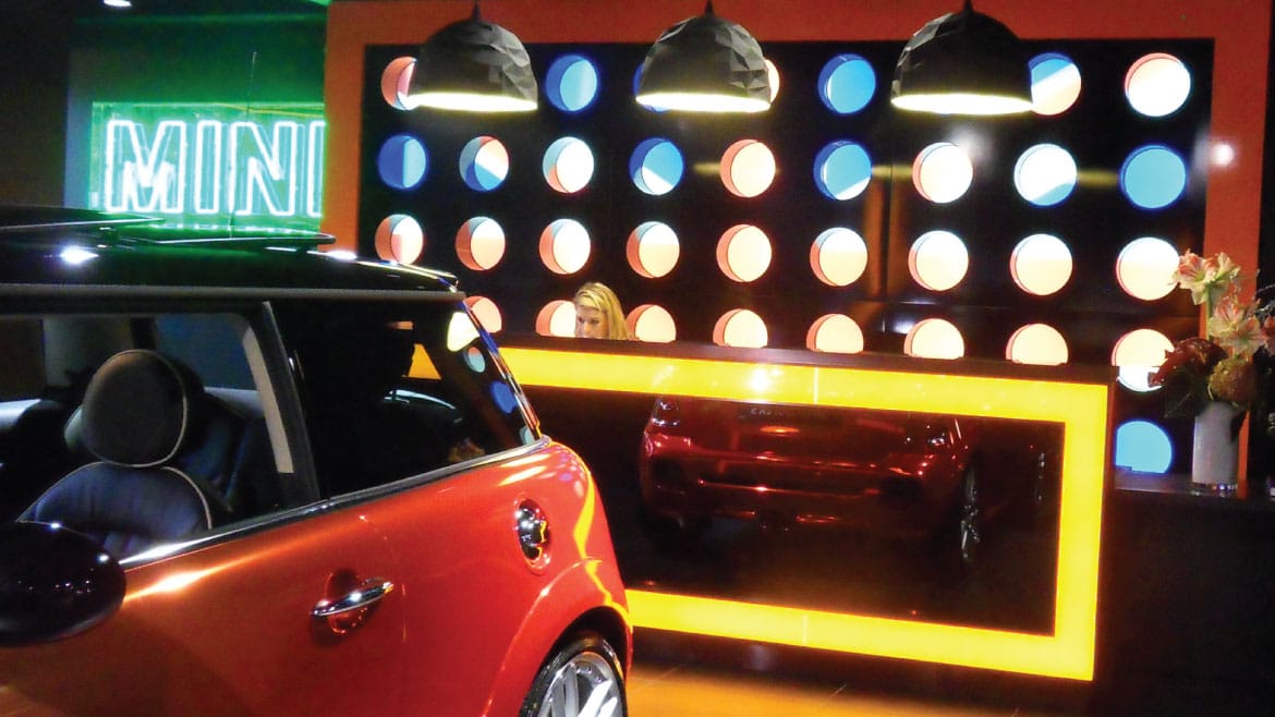 Mini car showroom feature lighting