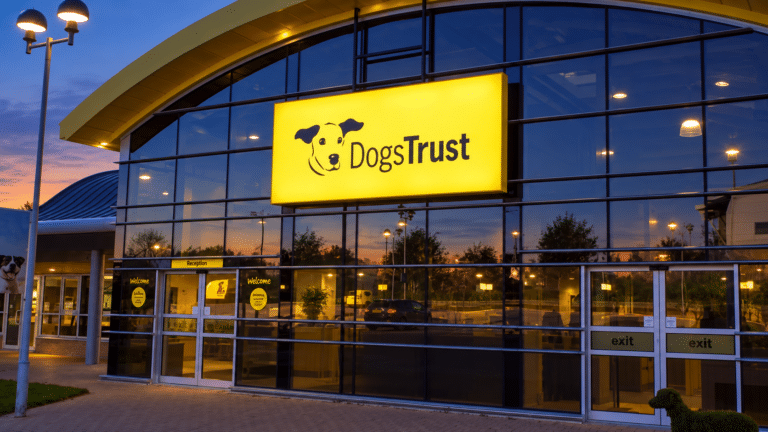 Flex Face sign at Dogs Trust illuminated Flex Face sign at Dogs Trust illuminated