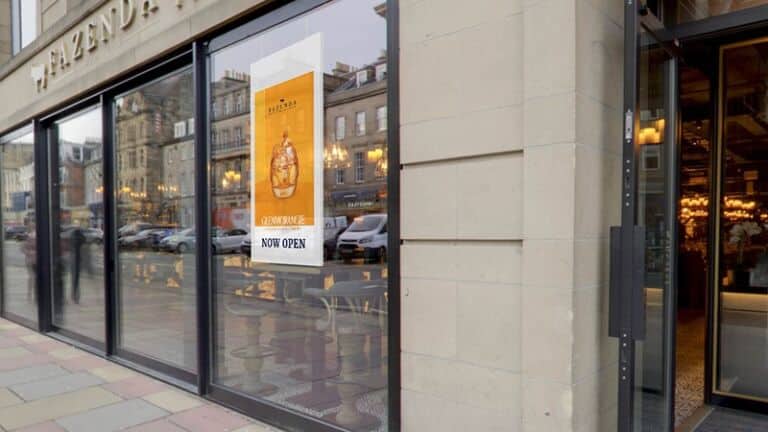 Hanging Double-Sided Window Display at Fazenda