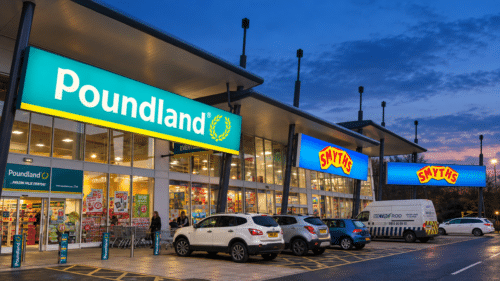 Illuminated Flex Face Signs at a Retail Park Poundland and Smyths toys Illuminated Flex Face Signs at a Retail Park Poundland and Smyths toys