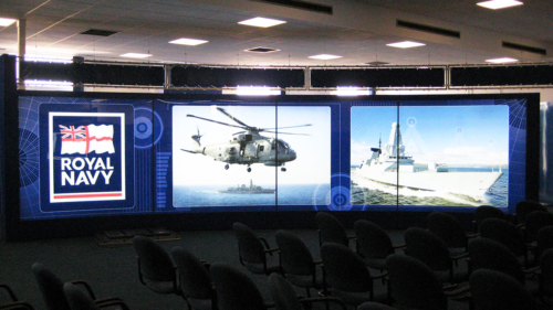 LED light walls after installation for Royal Navy HMS Collingwood