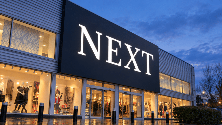 Large illuminated Flex Face Sign installed on Next shop front Large illuminated Flex Face Sign installed on Next shop front