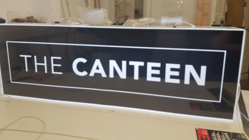 Nebula acrylic hanging lightbox for canteen