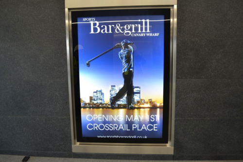 Onyx Outdoor Advertising LED poster case at Crossrail