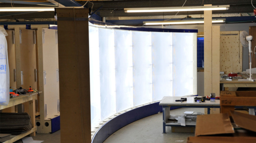 Royal Navy LED light walls during installation