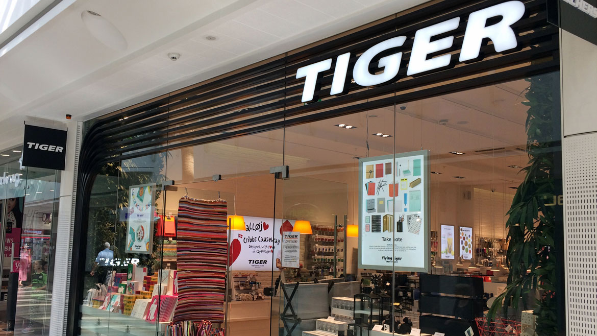 Slim display LED lightboxes and Fabric LED light boxes at Flying Tiger Stores Bristol