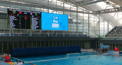 LED Pixel Screen at a swimming pool