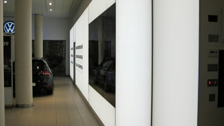 Fabric LED Lightboxes for VW Showroom Feature Wall