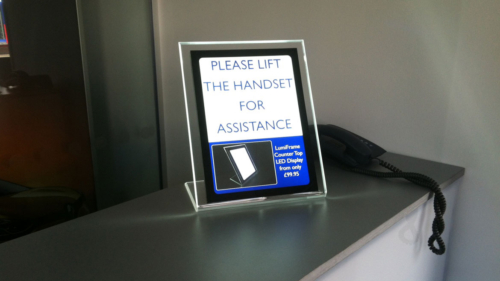 Illuminated Counter Top Display in Reception