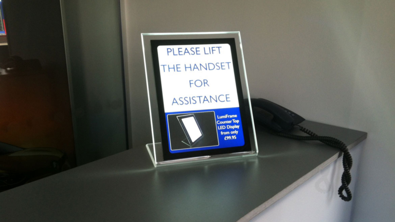 Illuminated Counter Top Display in Reception