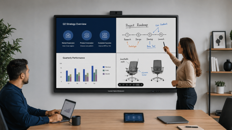 Connect Digital Whiteboard slim bezel 4K interactive touchscreen display Connect Digital Whiteboard slim bezel 4K interactive touchscreen display