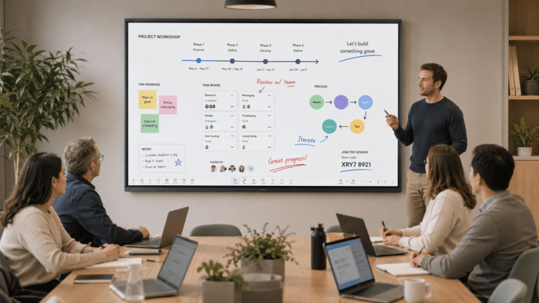Connect Digital Whiteboard used in dynamic business meetings Connect Digital Whiteboard used in dynamic business meetings