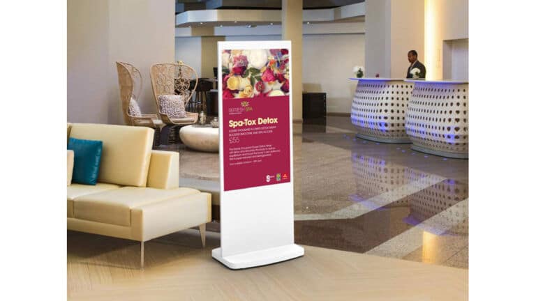 Vision Freestanding Digital Screen in a Hotel