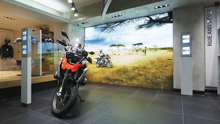 Tension Fabric Lightbox in Mottorrad BMW Park Lane Showroom