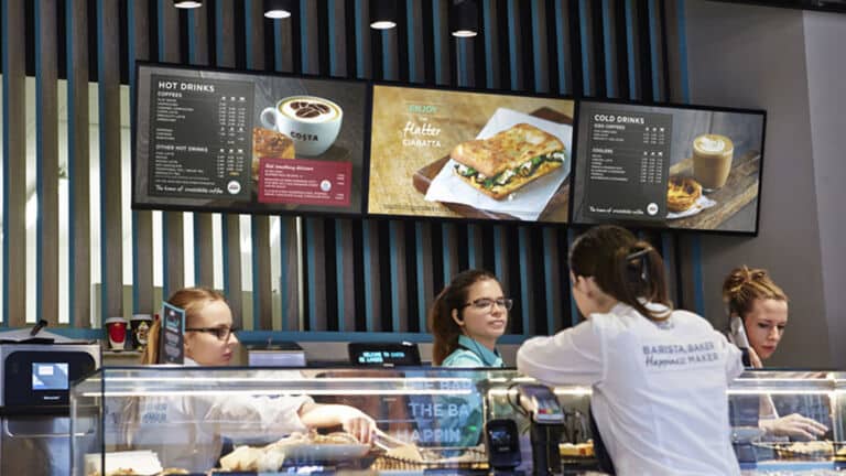 Digital Menu Screens for a Costa Coffee Shop