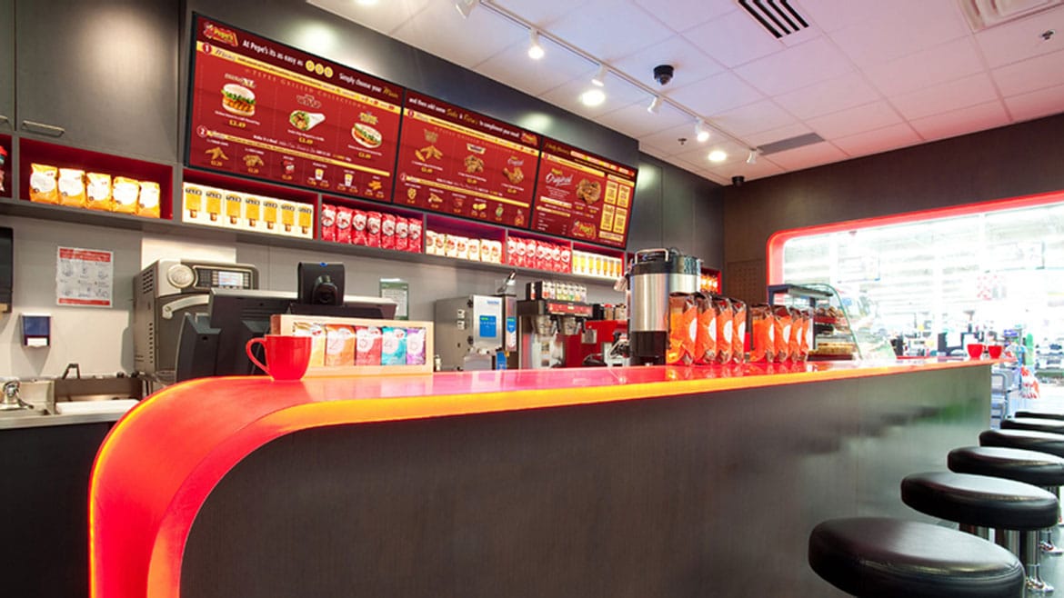 Digital Menu Screens in a Fast Food Restaurant