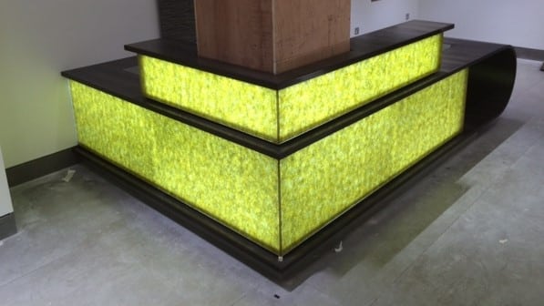 LED light sheet stone effect in desk