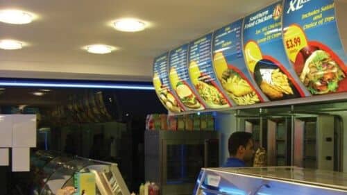 Illuminated Menu Boards in Fast Food Restaurant