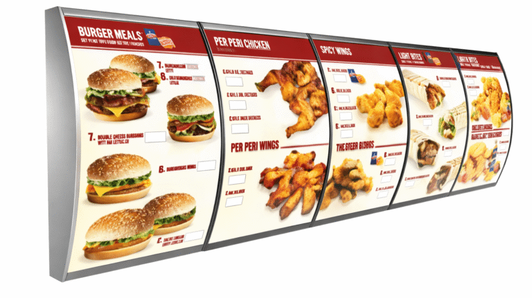 Illuminated menu boards for fast food restaurants