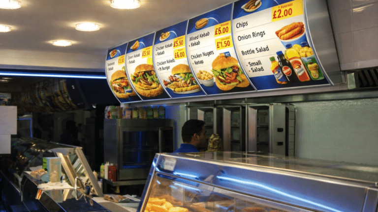 Kebab and burger illuminated menu display board