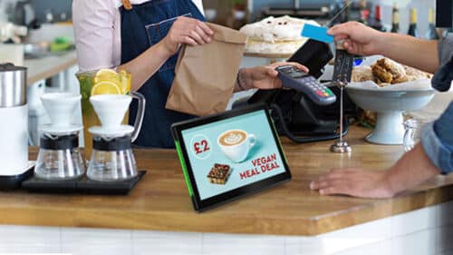 POS Small Digital Screen in a Cafe