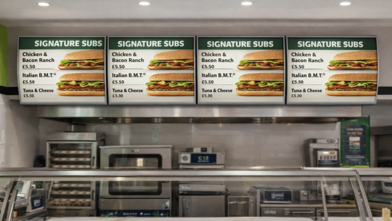 Sandwich QSR illuminated menu boards