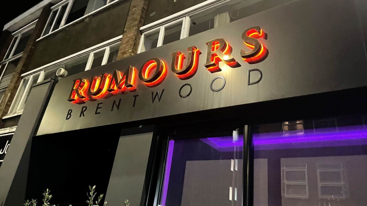 Rumours Halo Lit Letters on shop front