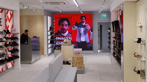 Indoor Direct View LED Display in a shoe shop