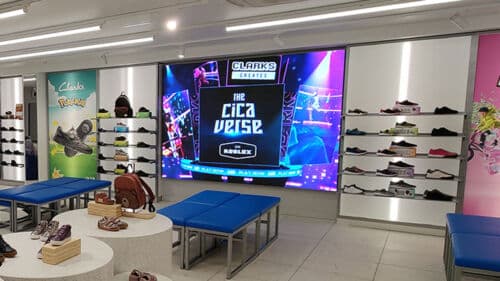 Digital Direct View LED Display in a shoe shop