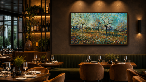 Digital Art Canvas Screen in restaurant