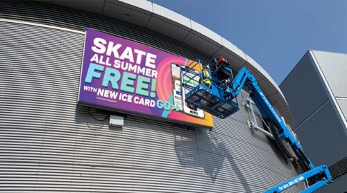 Outdoor Direct View LED Digital Display on an Icerink