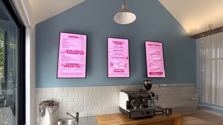 Digital Menu Screens at Callestick Farm Ice Cream Parlour