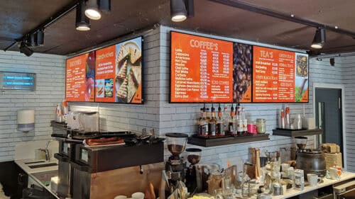 Digital Menu Boards at a Coffee Shop