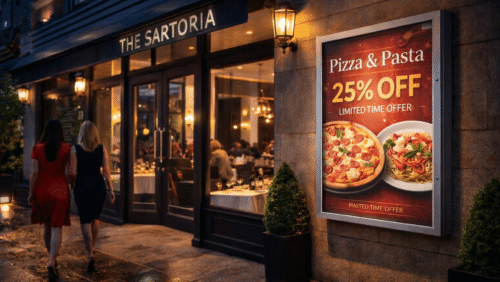 Poster Case at The Sartoria restaurant Poster Case at The Sartoria restaurant