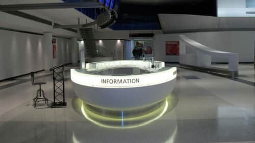 Flexible LED Light Sheet for a Curved Information Desk