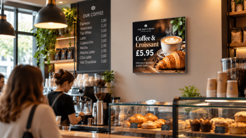 Square Digital Display for Coffee Shop Advertising Square Digital Display for Coffee Shop Advertising