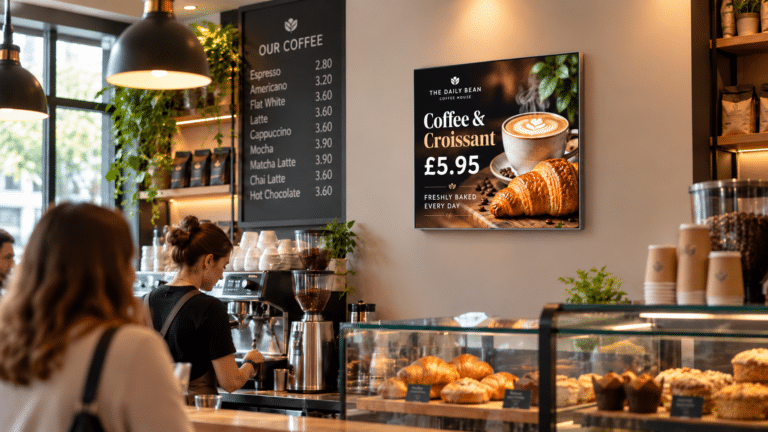 Square Digital Display for Coffee Shop Advertising Square Digital Display for Coffee Shop Advertising