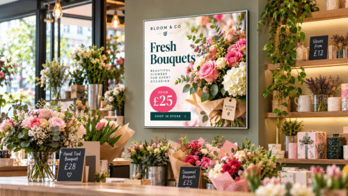 Square Digital Display for florist shop promotions Square Digital Display for florist shop promotions