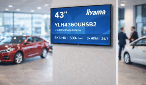 iiyama 4K Digital Display screen in car showroom